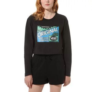 NWT|Vans Ramp Tested Black Long Sleeve Graphic Cropped Sweater, SMALL